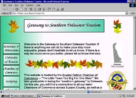 Gateway to Southern Delaware Tourism. web site front page