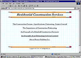 Residential Construction Services web site front page